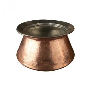Heavy Duty Copper Degh for Cooking Biryani, 13" Round, Hammered Finish, Tin Coating