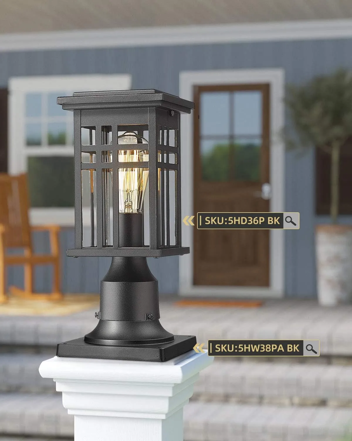 Heavy Duty Post Light Adapter, HWH Cast Aluminum Pier Mount Base 3'', Sand Black, 5HW38PA BK