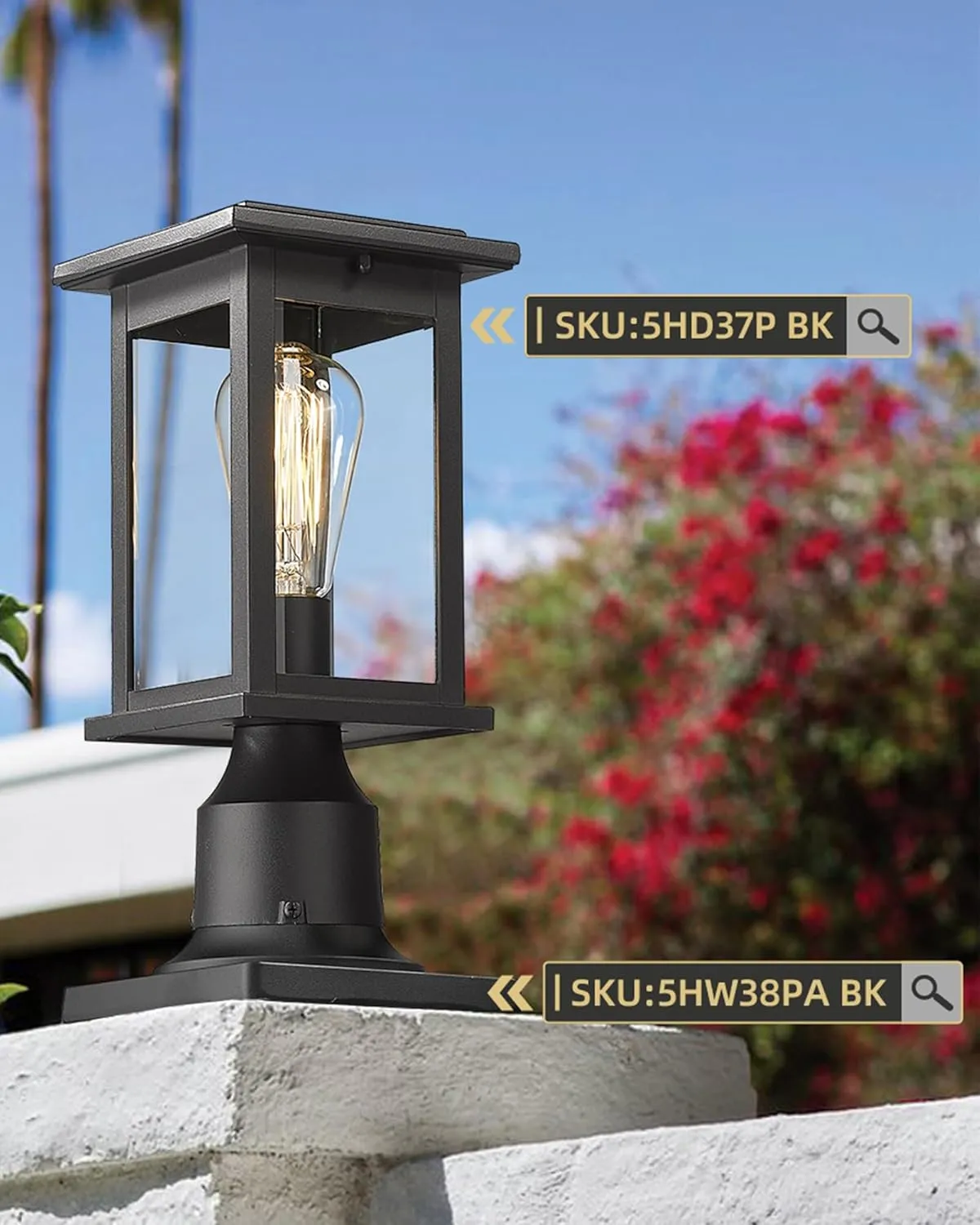 Heavy Duty Post Light Adapter, HWH Cast Aluminum Pier Mount Base 3'', Sand Black, 5HW38PA BK