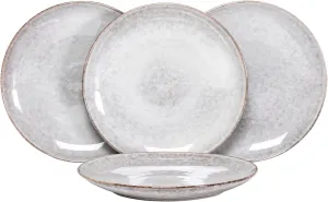HENXFEN LEAD Dessert, Salad Plates 8 Inch, Porcelain Serving Dishes for Appetizers, Snacks, Pancakes - Kitchen Dinnerware Set Dishwasher, Microwave Safe, Grayish-White