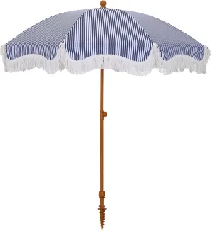HERA'S PALACE 7ft Heavy Duty Beach Umbrella with Sand Anchor, Fringe Umbrella for Sand, UV 50 , Patio Umbrella with Tilt Pole for Garden Pool Backyard