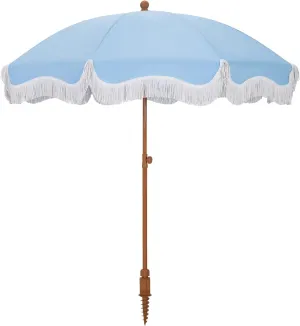 HERA'S PALACE 7ft Heavy Duty Beach Umbrella with Sand Anchor, Fringe Umbrella for Sand, UV 50 , Patio Umbrella with Tilt Pole for Garden Pool Backyard