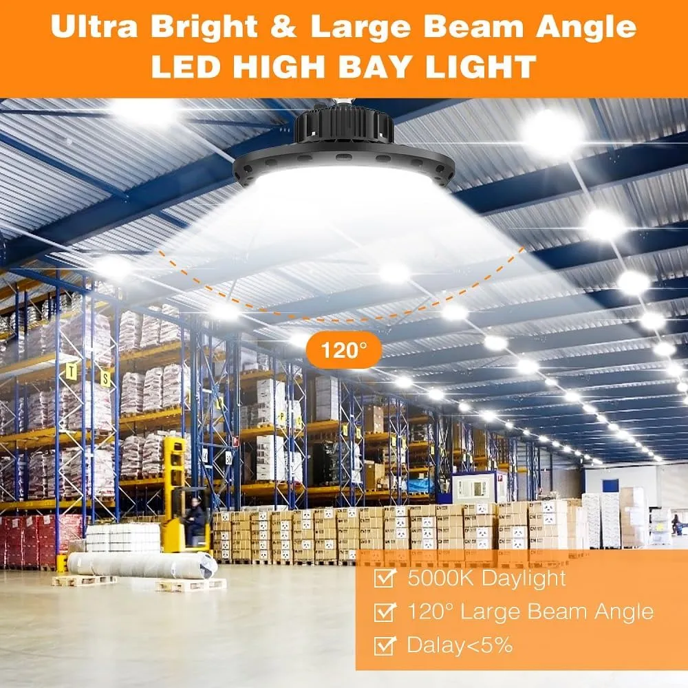 High Bay Led Shop Lights 100W 15000LM (Equiv. 400W MH/HPS) UFO Led High Bay Light for Shop Warehouse Workshop Factory 1Pack AC100-277V