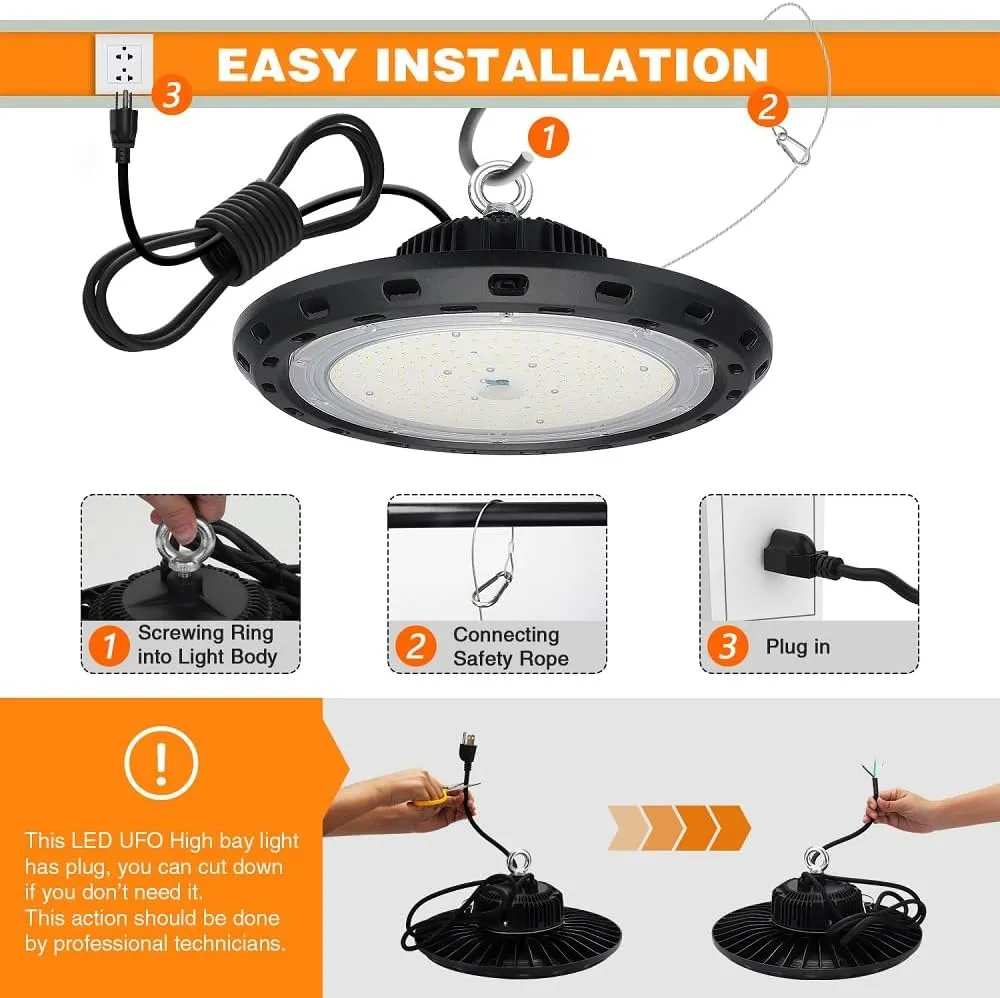High Bay Led Shop Lights 100W 15000LM (Equiv. 400W MH/HPS) UFO Led High Bay Light for Shop Warehouse Workshop Factory 1Pack AC100-277V