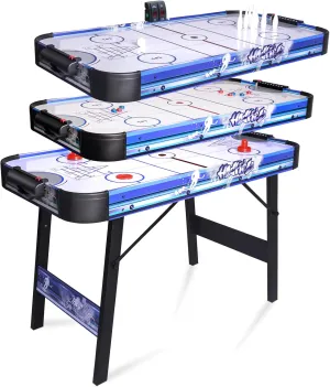 HLC Upgrade Air Hockey Table Foldable 4ft Multi Powered Hockey Game Table with Air Hockey, Shuffleboard,Bowling, 48 inch Indoor Electric Hockey Table Powerful 12V Motor