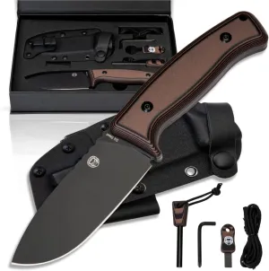 Holtzman's Gorilla Survival Warthog Fixed Blade Hunting Knife with Kydex Sheath (Brown) - Ideal for Bushcraft, Camping, and Survival