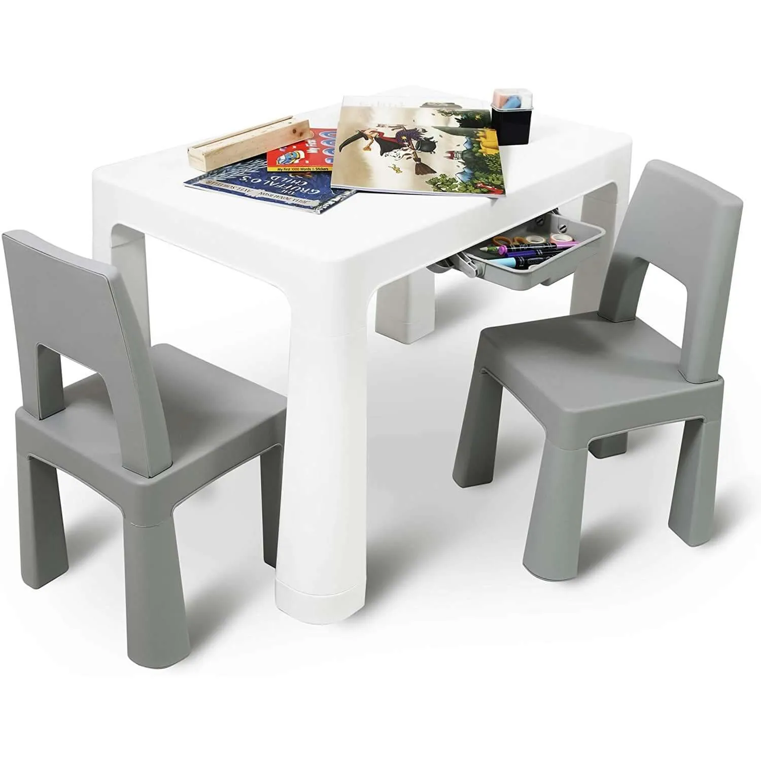 Home Canvas Early Learning Study Table and Chair Set for Childrens | Lightweight Table and Chair Sets with Storage Drawers