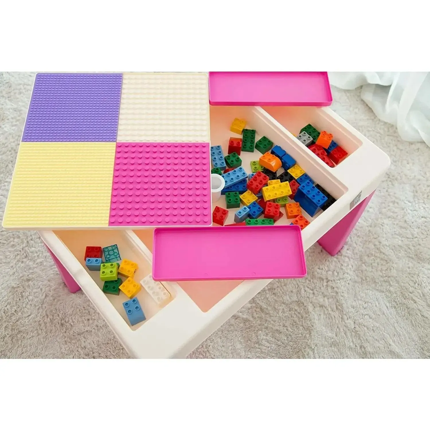Home Canvas MultiColor Study Table and Chair Set for Childrens | Lightweight Table and Chair Sets with Storage Drawers Pink