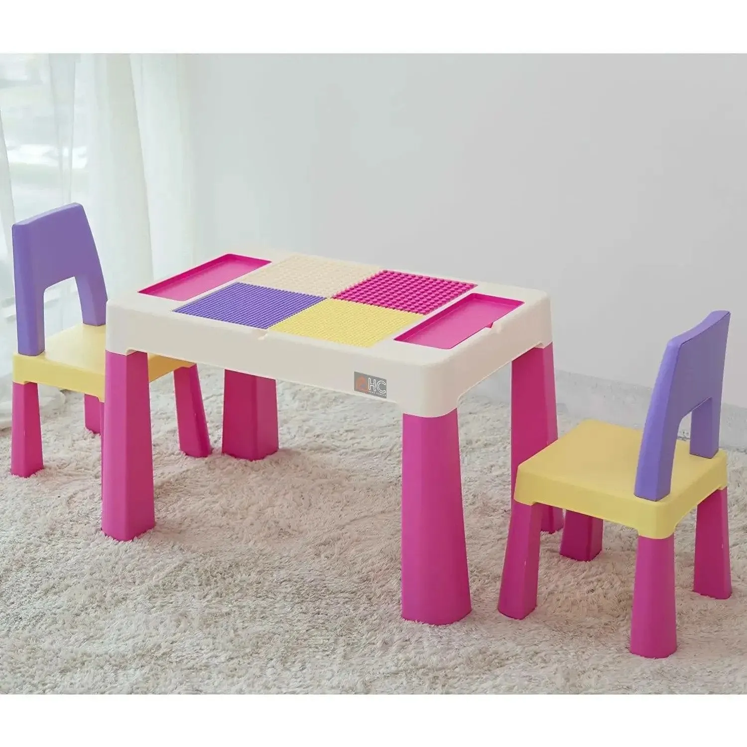 Home Canvas MultiColor Study Table and Chair Set for Childrens | Lightweight Table and Chair Sets with Storage Drawers Pink
