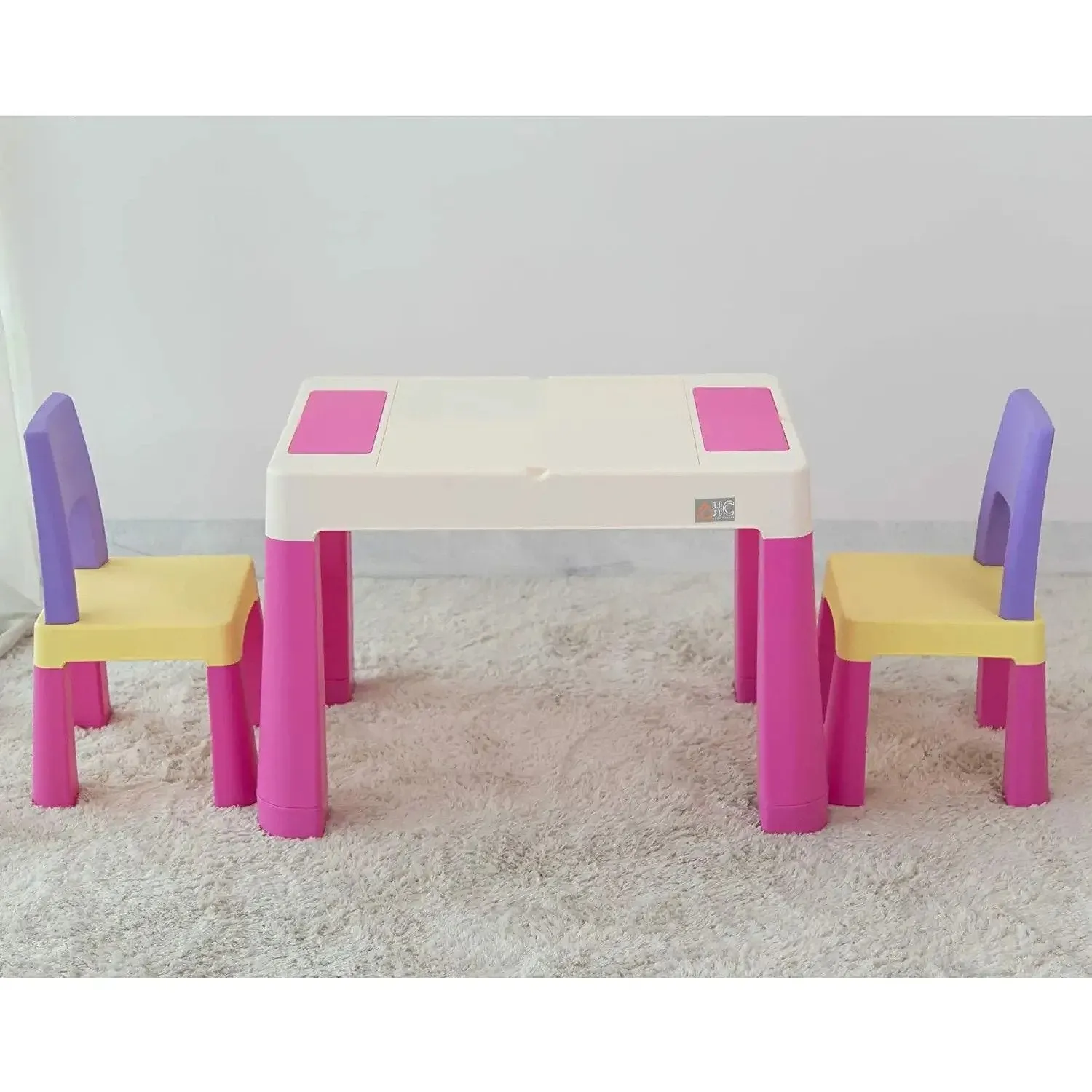 Home Canvas MultiColor Study Table and Chair Set for Childrens | Lightweight Table and Chair Sets with Storage Drawers Pink