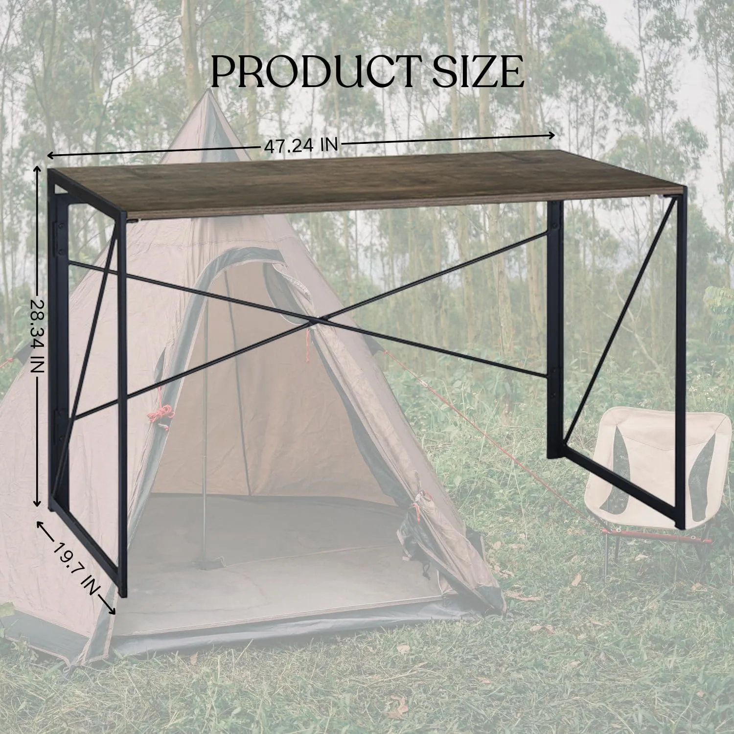 Homy Casa Portable Folding Camp Table – Quick Assembly with Embedded Design, Easy Storage & Transport, Sleek and Sturdy for Outdoor Adventures (Brown, Large)