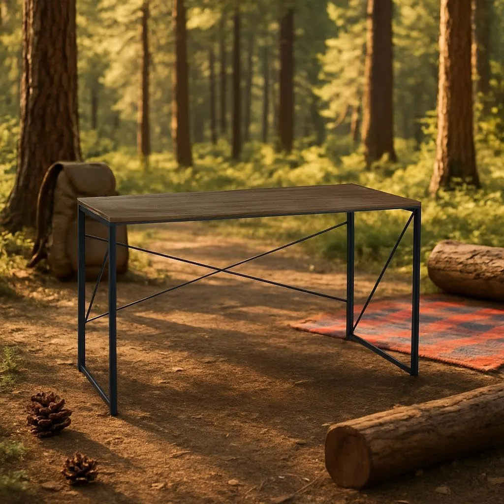 Homy Casa Portable Folding Camp Table – Quick Assembly with Embedded Design, Easy Storage & Transport, Sleek and Sturdy for Outdoor Adventures (Brown, Large)