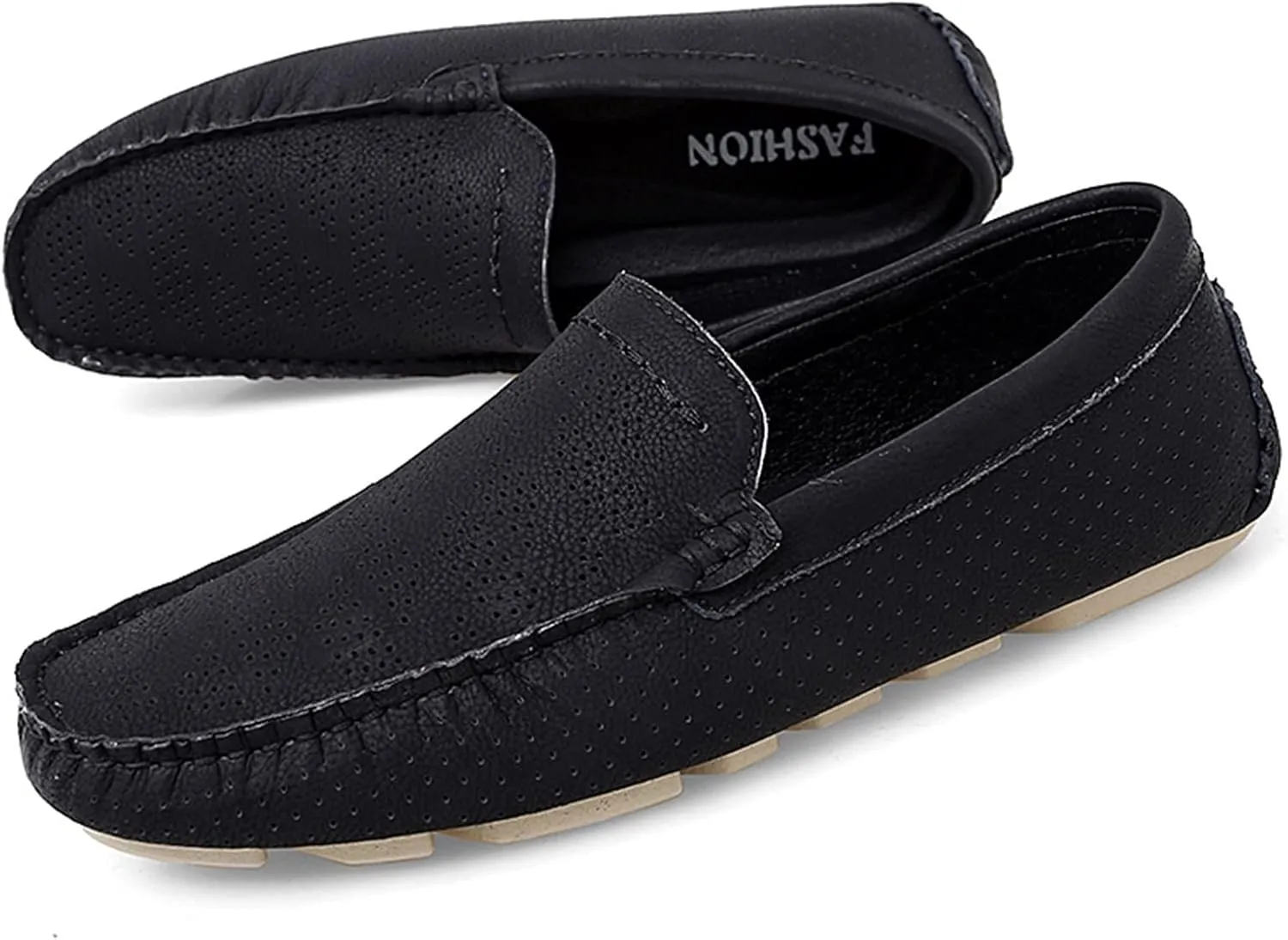 HOOENG Driving Moccasins Smoking Loafer for Men Breathable Lightweight Moccasins Shoes Lightweight Flexible Flat Heel Casual Slip On