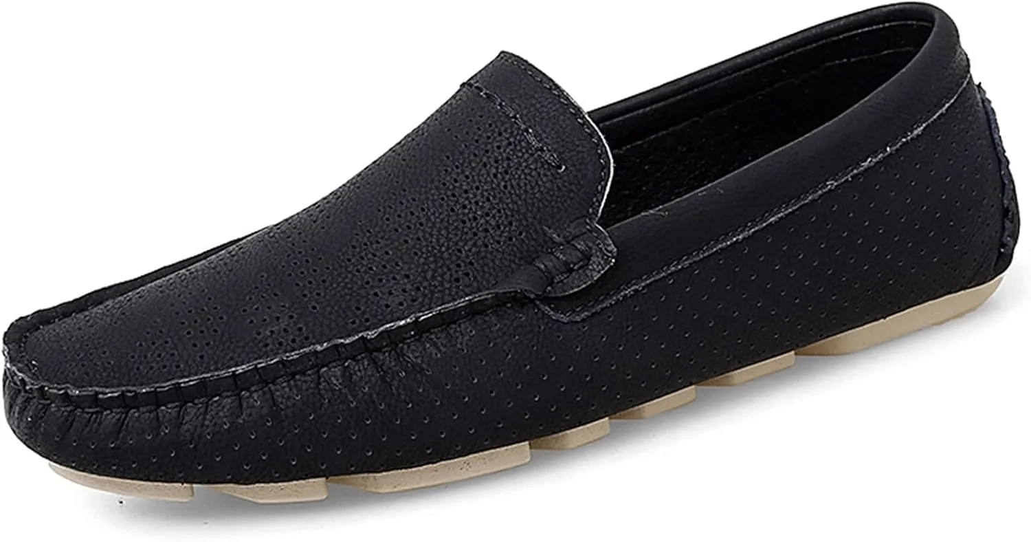 HOOENG Driving Moccasins Smoking Loafer for Men Breathable Lightweight Moccasins Shoes Lightweight Flexible Flat Heel Casual Slip On