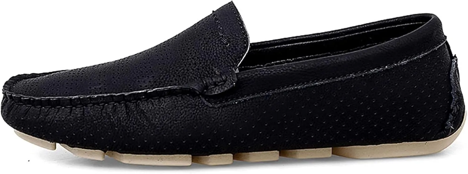 HOOENG Driving Moccasins Smoking Loafer for Men Breathable Lightweight Moccasins Shoes Lightweight Flexible Flat Heel Casual Slip On