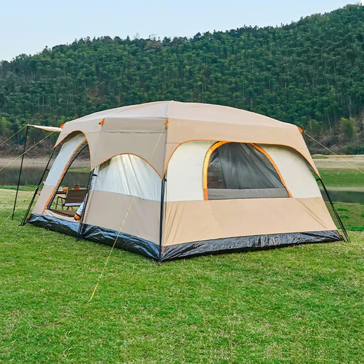 House Tent Large Tents for Camping Hiking Party,Multi-Family Tent with Mesh Windows,Sturdy Steel Poles,Waterproof Double Layer,Outdoor Tent Sun Shelter Hopeful