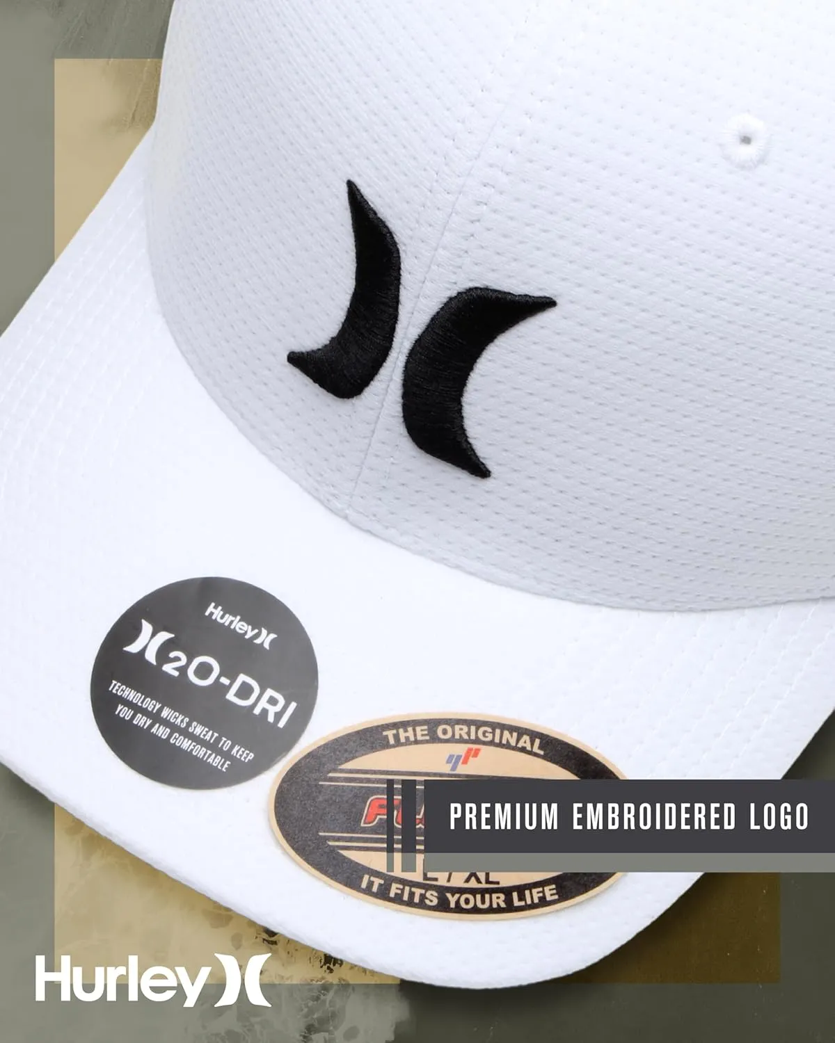 Hurley Men's Baseball Cap – Lightweight Curved Bill H2O Dri Fitted Caps for Men