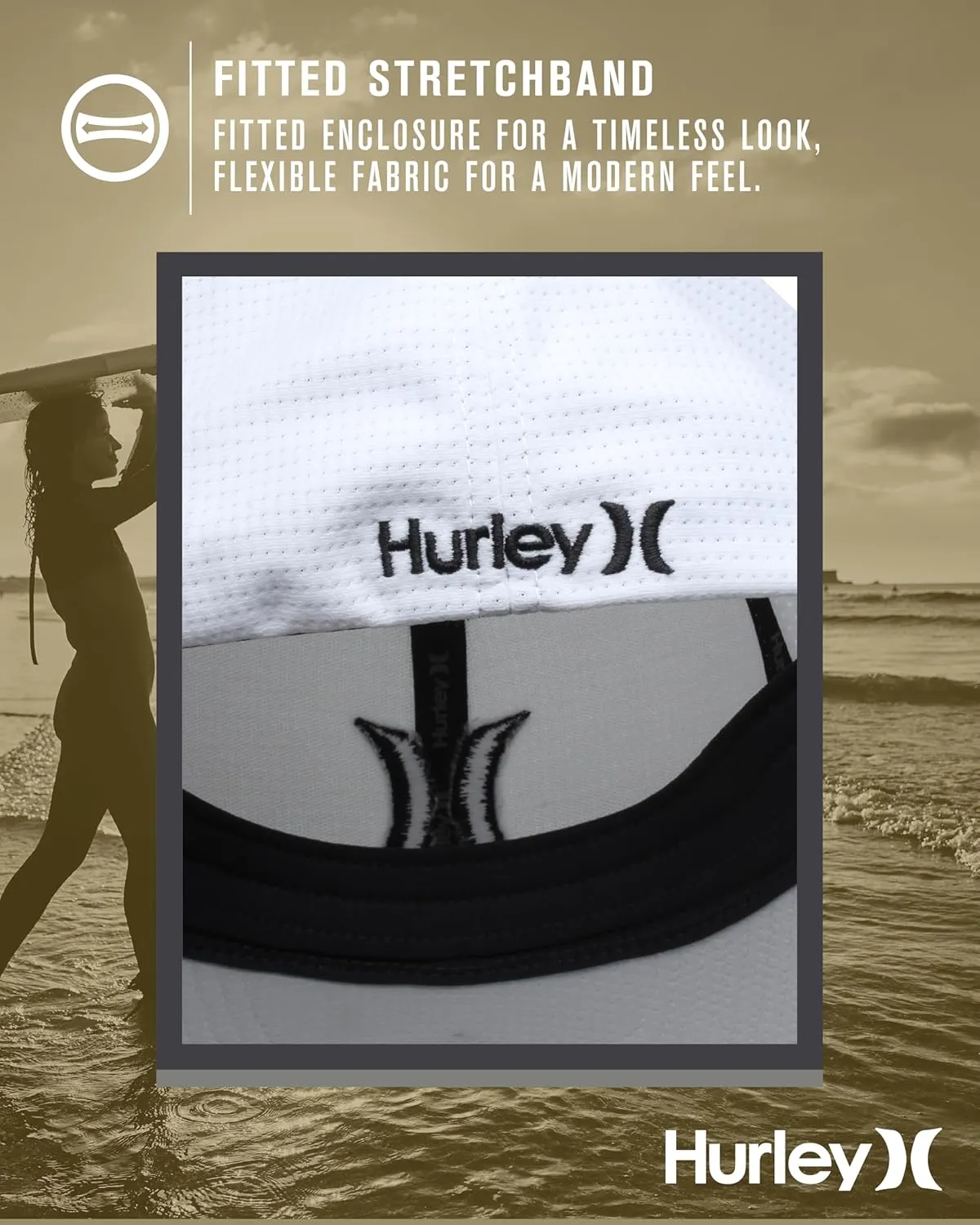 Hurley Men's Baseball Cap – Lightweight Curved Bill H2O Dri Fitted Caps for Men
