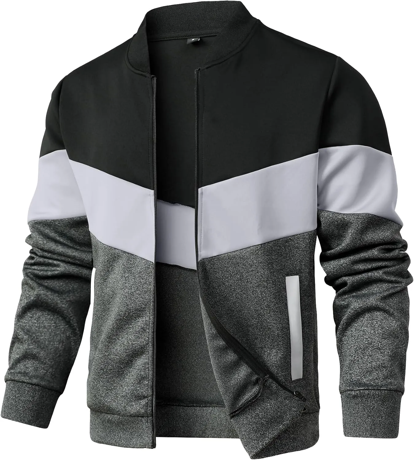 HYPESTFIT Mens Lightweight Jacket Casual Bomber Jacket Color Block Varsity Coat