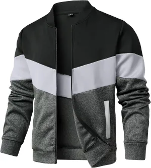 HYPESTFIT Mens Lightweight Jacket Casual Bomber Jacket Color Block Varsity Coat