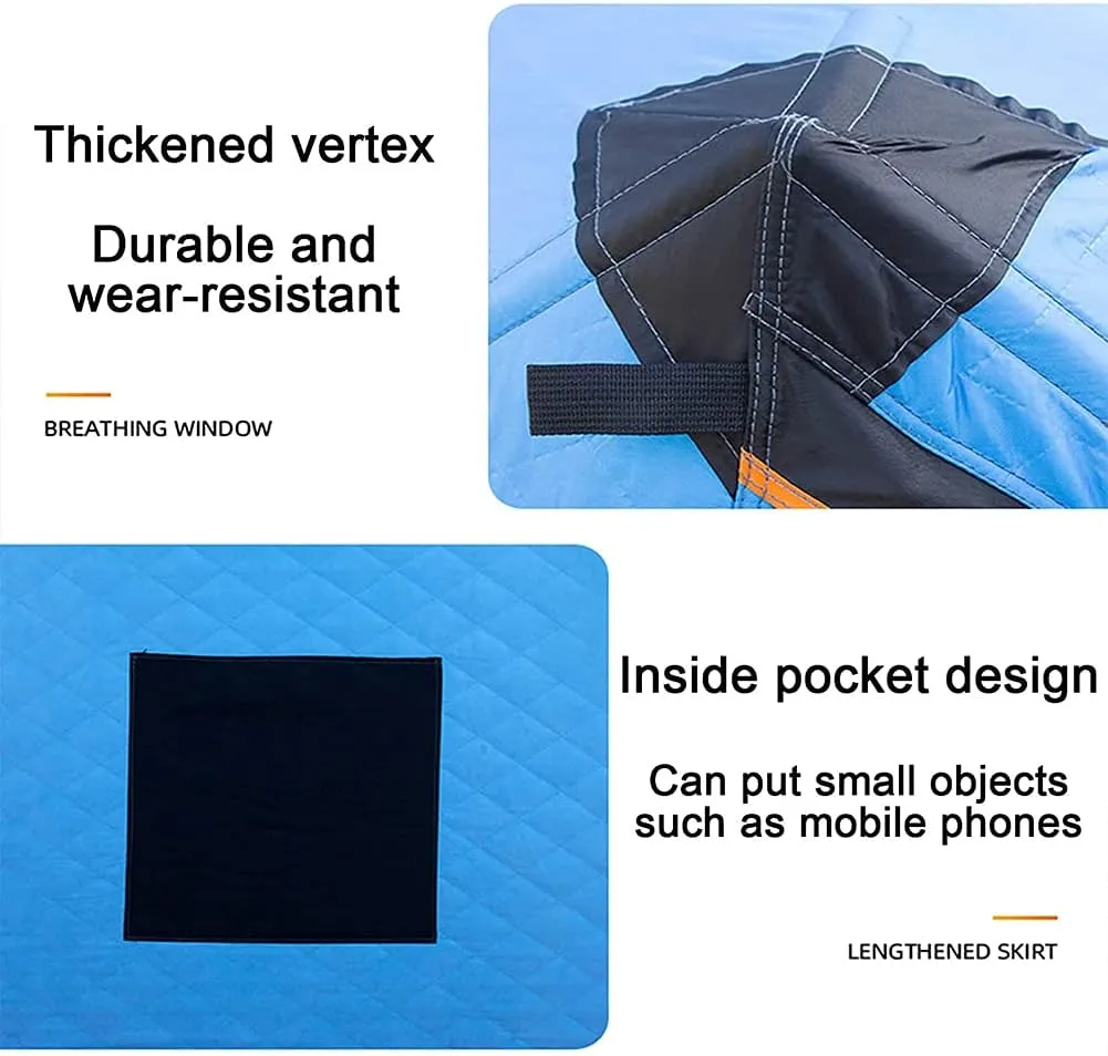 Ice Fishing Shelter Waterproof Oxford Fabric Portable Ice Shanty Tent for 3-4 Person Ice Shelter W/Carrier Bag Detachable Ventilated Windows for Ice Fishing