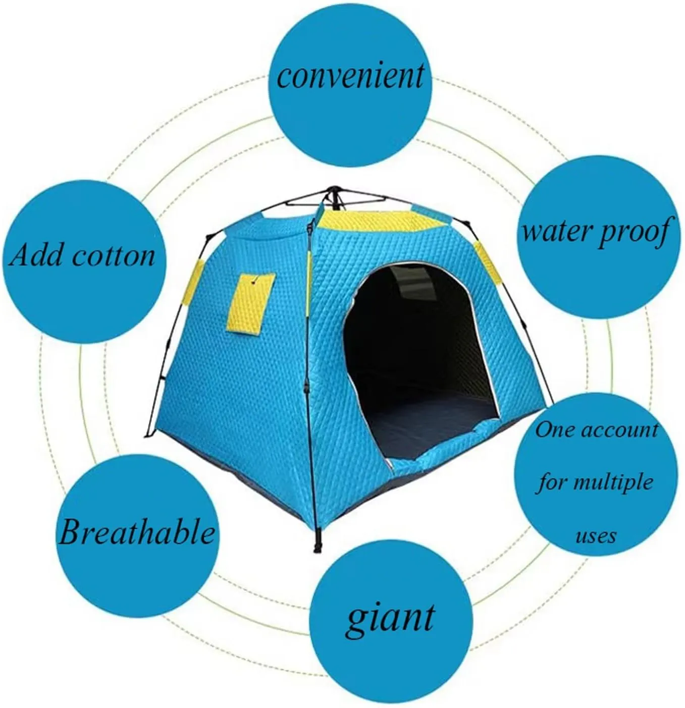 Ice Fishing Tent, Insulated, No Setup Required, Quick-Open, Winter Cold-Proof, Suitable for 3-4 People (Color: 1)