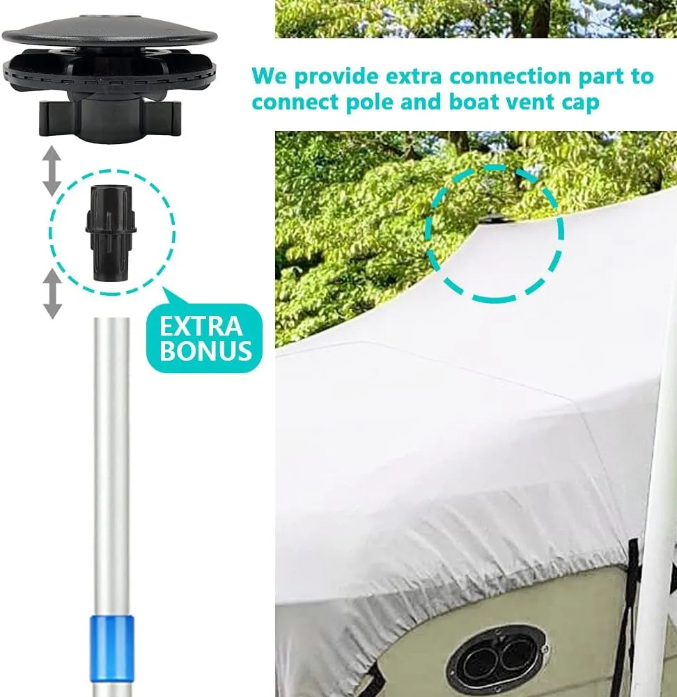iCOVER Boat Cover Support Pole-Height Adjustable Aluminum Telescoping Pole and Webbing Strap Prevent Water from Sagging