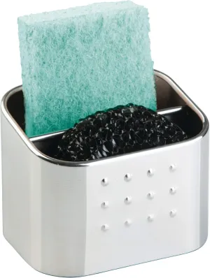 iDesign Forma Polished Stainless Steel Sink Organizer Set with Sponge and Scrubby - 3.1" x 4" x 3.1"