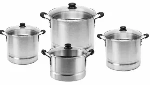 Imusa Aluminum Steamer Set w/ Glass Lid (16,20,24,32 qrt) 4 Pot Set From Mexmax INC.