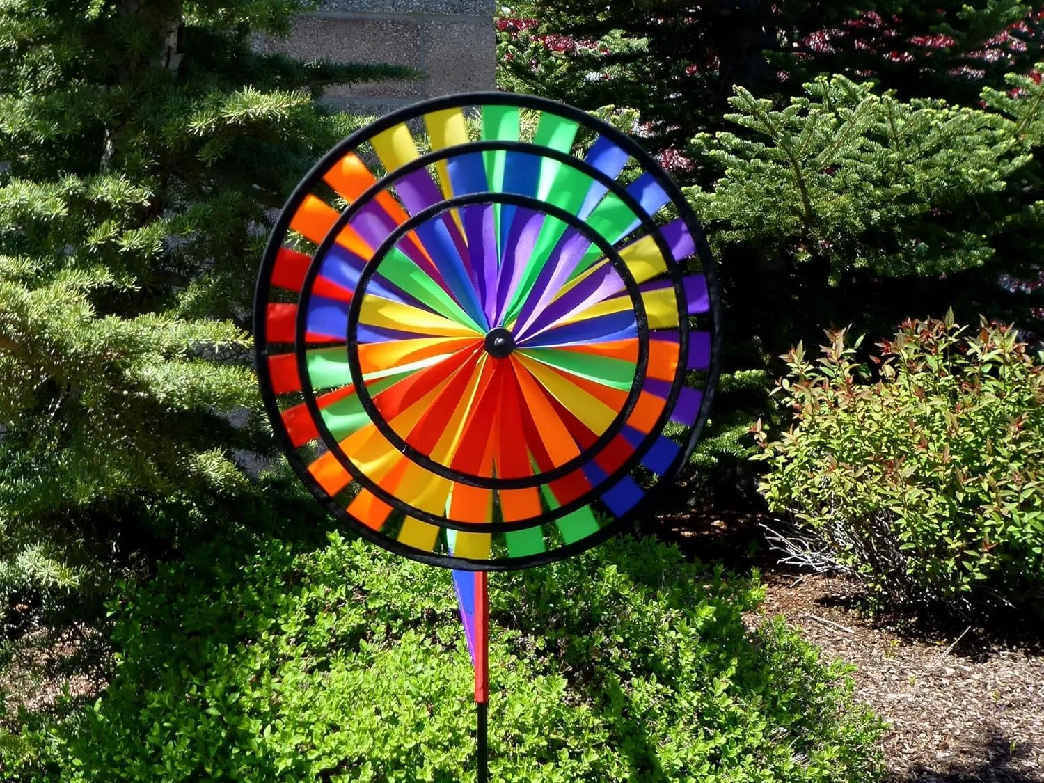 In the Breeze Triple Wheel Rainbow Garden Spinner with Wind Sail,2834