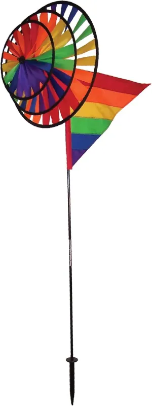 In the Breeze Triple Wheel Rainbow Garden Spinner with Wind Sail,2834