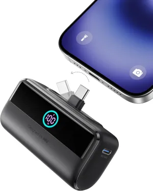 INIU Mini Portable Charger, 5500mAh Power Bank with Build-in USB-C Connector, 22.5W PD Fast Charging USB C in&Out Battery Pack, External Phone Charger for iPhone 16/15, Samsung S23 S22, Google etc