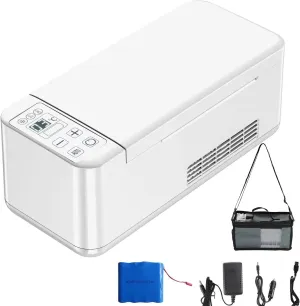 Insulin Cooler Box,Medication Cooler for Travel,Constant Temperature 2-8℃,Long Working Time for 6-8 Hours,Rechargeable Insulin Cooler for Car,Travel,Home(0.39L,White)