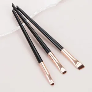IOCCIOBB Eyeliner Brush Eyebrow Brush Portable Flat Fine Eye Liner Brow Contour Makeup Brushes Cosmetic Makeup Tool 3pcs/Set (Color : Black Gold)