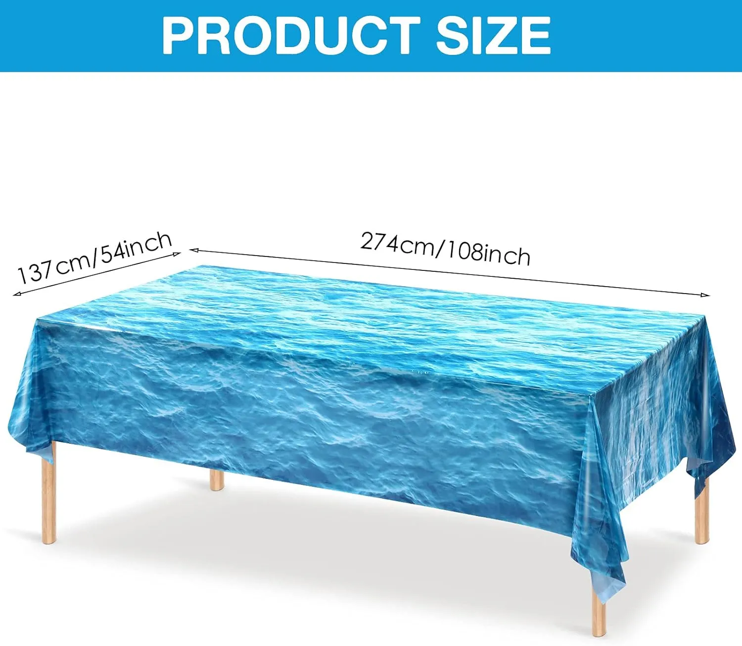 Irenare Ocean Waves Plastic Tablecloth Ocean Table Cover Water Print Table Cover Sea Tablecloth Blue for Beach Pool Birthday Party Decoration Shower Supplies(8 Pieces,54 x 108 Inch)