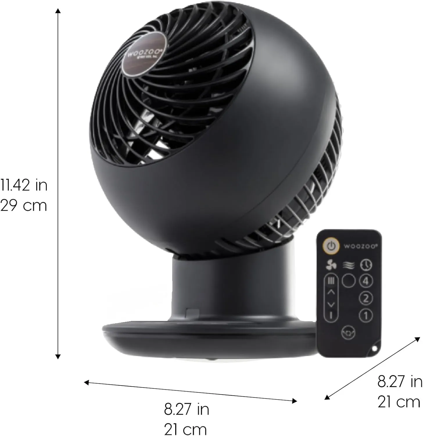 IRIS USA WOOZOO Air Circulator Fan with Remote, Oscillation, 5 Speeds, 82ft Max Air Distance, 90° Adjustable Tilt, 30db Quiet Motor, Small Fan for Bedroom, Office, Dorm, Black
