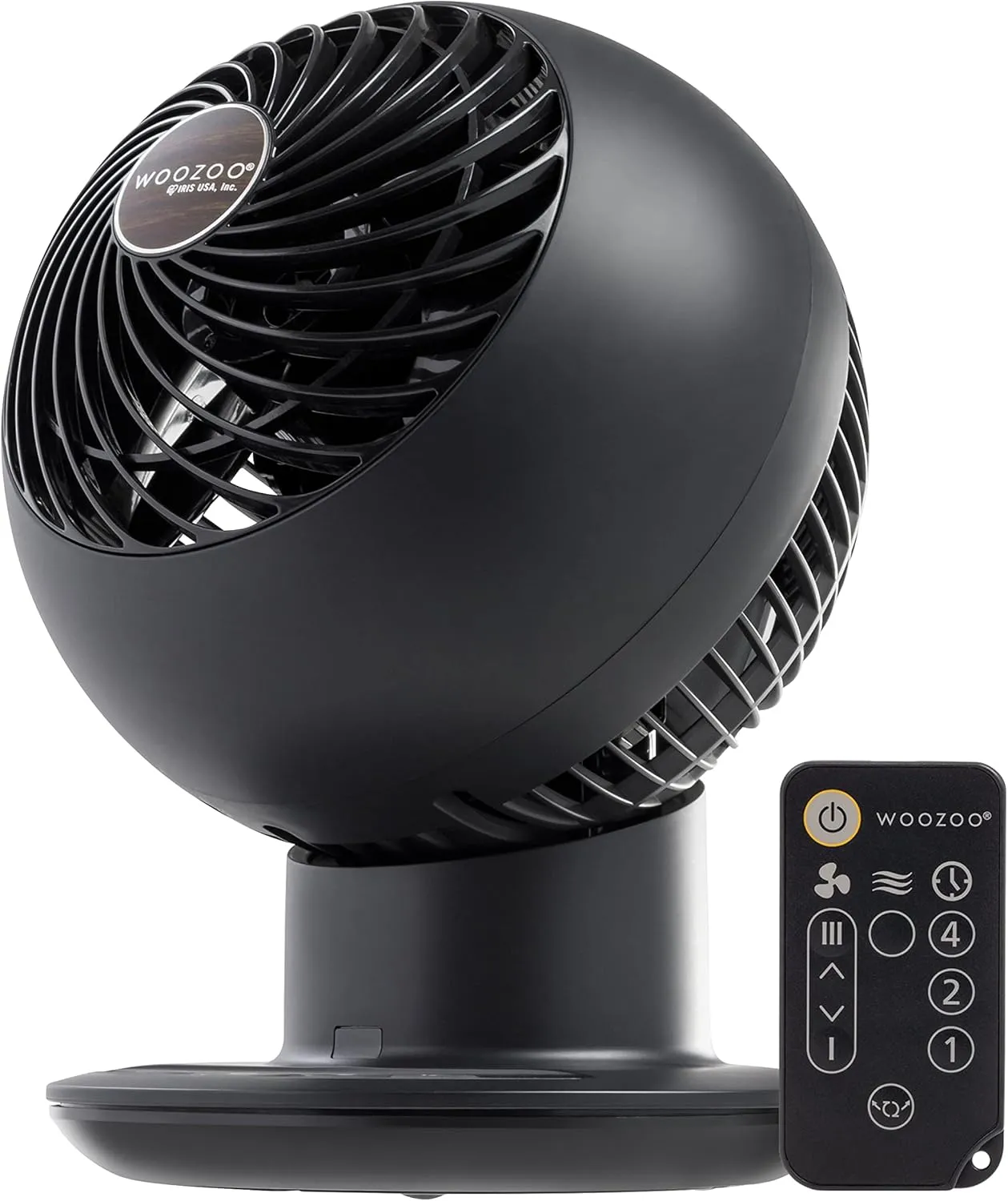 IRIS USA WOOZOO Air Circulator Fan with Remote, Oscillation, 5 Speeds, 82ft Max Air Distance, 90° Adjustable Tilt, 30db Quiet Motor, Small Fan for Bedroom, Office, Dorm, Black