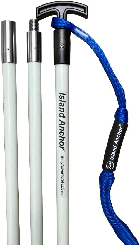 Island Anchor - 1" x 12' - 3 Piece - Shallow Water Anchor Pole : Built for Larger Boats : Securely Anchor on the Beach, Sandbar or in Shallow Water