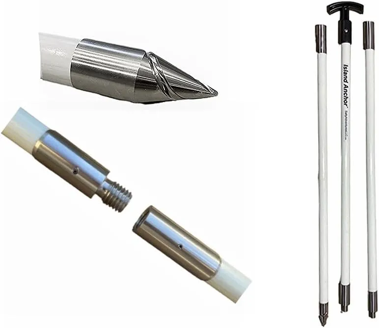 Island Anchor - 3/4" x 8' - 3 Piece - Shallow Water Anchor Pole : Securely Anchor on the Beach, Sandbar or in Shallow Water