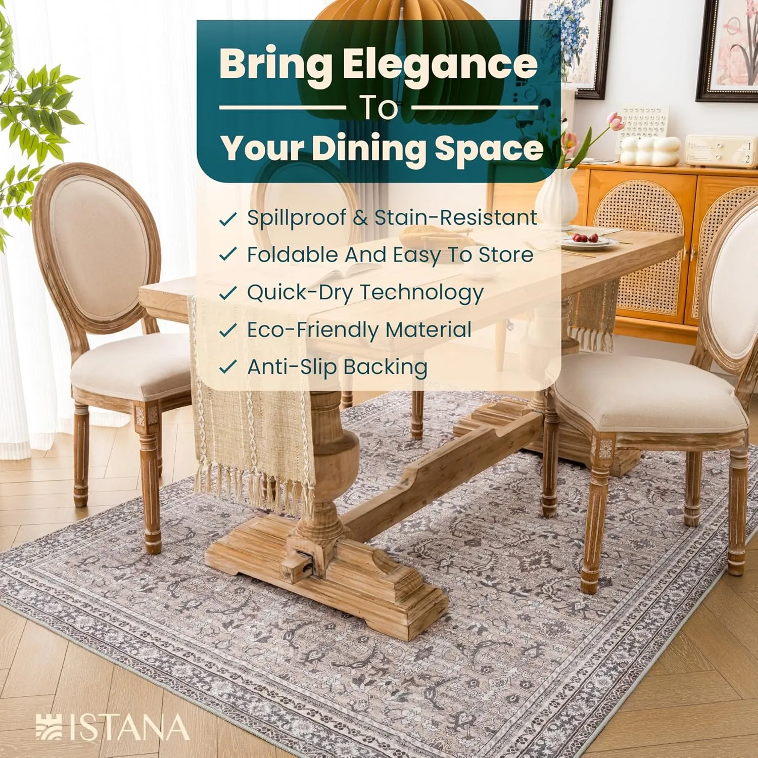 Istana 5x7 Area Rugs - Beige Grey/Light Cream Area Rug - Kid & Pet Friendly Living Room Rugs 5x7-5x7 Boho Rug - Foldable Rug for Room for Bedroom - Eco-Friendly Materials for Boho Rugs 5x7