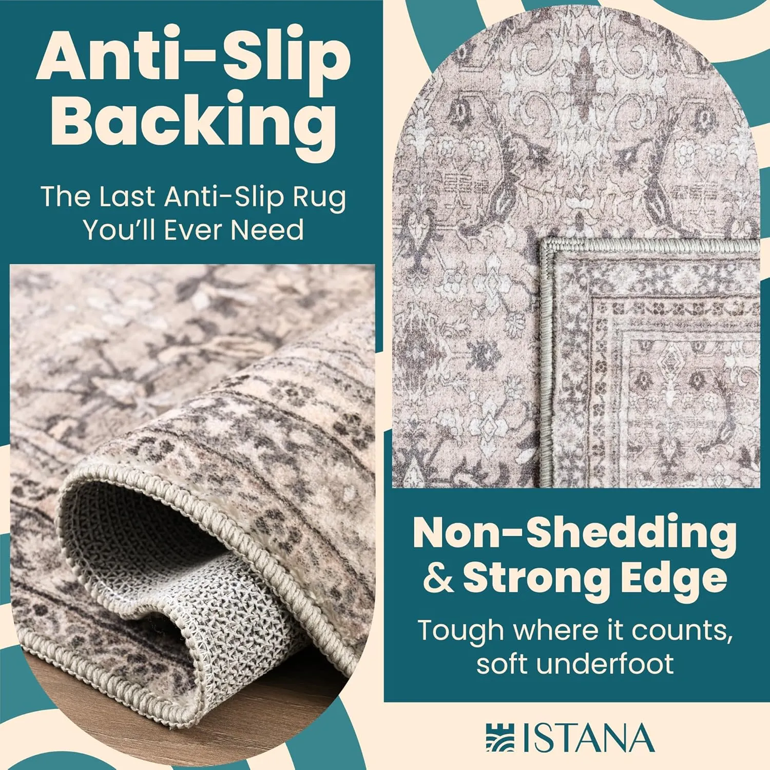 Istana 5x7 Area Rugs - Beige Grey/Light Cream Area Rug - Kid & Pet Friendly Living Room Rugs 5x7-5x7 Boho Rug - Foldable Rug for Room for Bedroom - Eco-Friendly Materials for Boho Rugs 5x7
