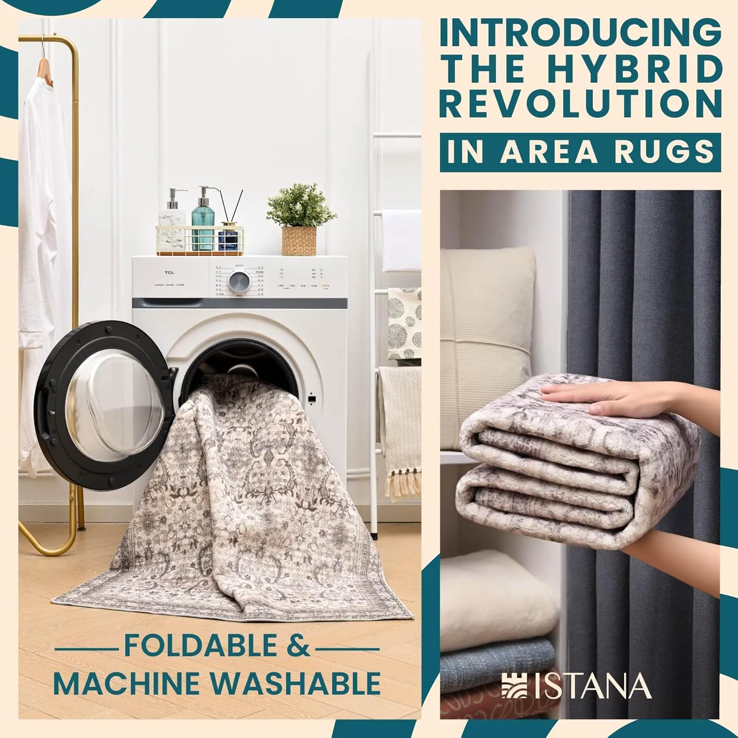 Istana 5x7 Area Rugs - Beige Grey/Light Cream Area Rug - Kid & Pet Friendly Living Room Rugs 5x7-5x7 Boho Rug - Foldable Rug for Room for Bedroom - Eco-Friendly Materials for Boho Rugs 5x7