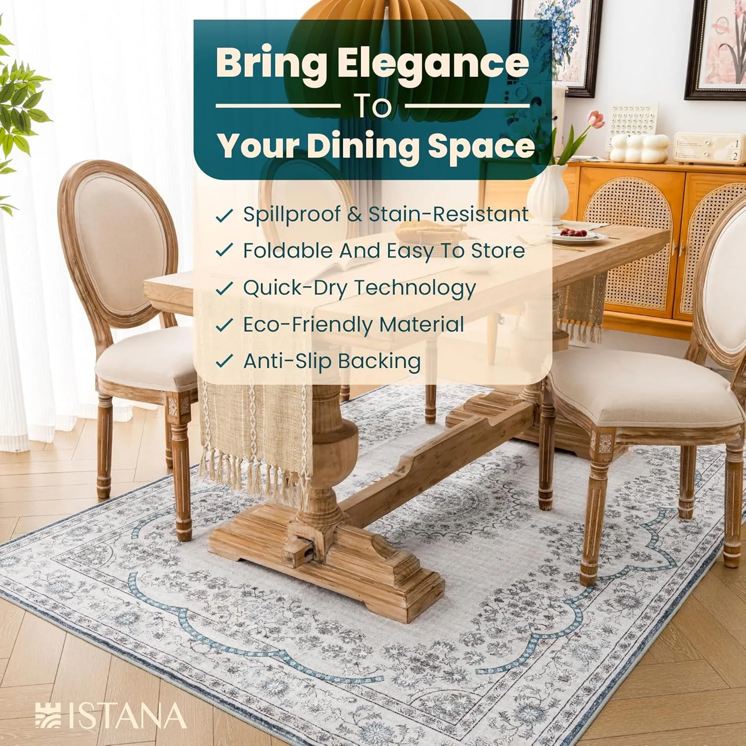 Istana Bedroom Rugs 5x7 - Pink Beige Whisper/Grey/Blue Carpet - Kid & Pet Friendly Carpets for Living Room 5x7-5x7 Rugs for Bedroom - Eco-Friendly & Foldable Dining Room Rug