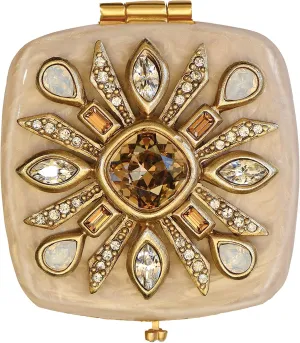 Jay Strongwater Schuyler Maltese Bejeweled Compact - Golden