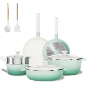 JEETEE Pot and Pan Sets 16pcs Non Stick Ceramic Cookware Sets, Non Toxic Induction Kitchen Cookware, Nonstick Pan Sets for....