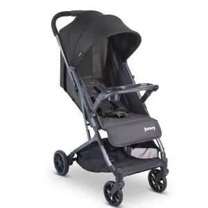 Joovy Kooper Lightweight Baby Stroller Featuring Removable, Swing-Open Tray, Big Wheels, Reclining Seat with Footrest, Extra-Large Retractable Canopy, and Compact Fold (Forged Iron)