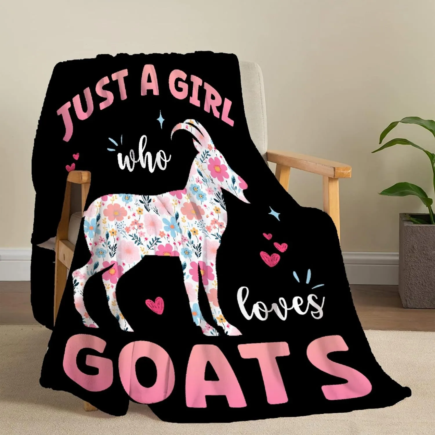 Just A Girl Who Loves Goats Goat Blanket - Soft Flannel Cozy Lightweight Throw Blanket for Women Girls, 50x40in