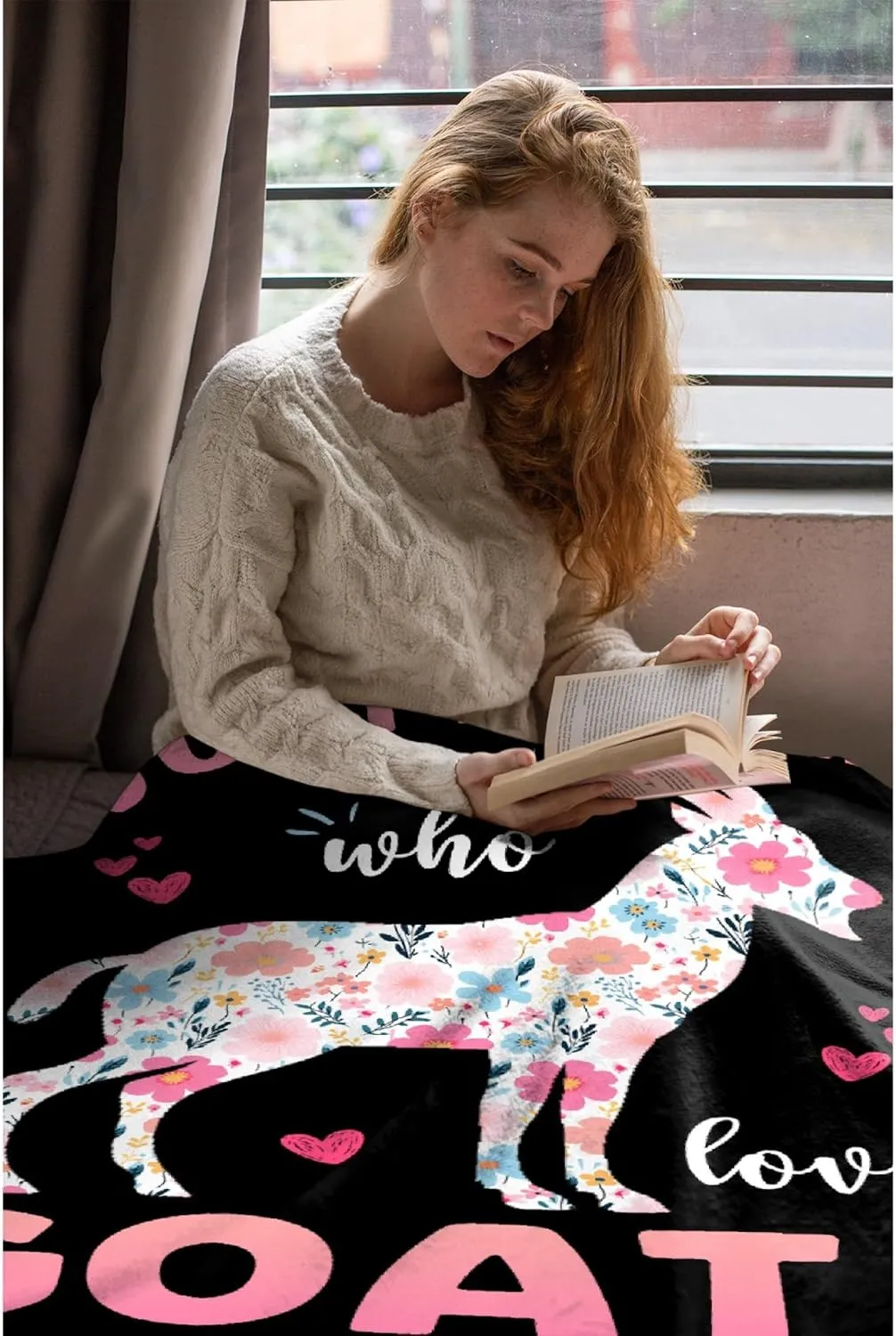 Just A Girl Who Loves Goats Goat Blanket - Soft Flannel Cozy Lightweight Throw Blanket for Women Girls, 50x40in