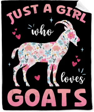Just A Girl Who Loves Goats Goat Blanket - Soft Flannel Cozy Lightweight Throw Blanket for Women Girls, 50x40in