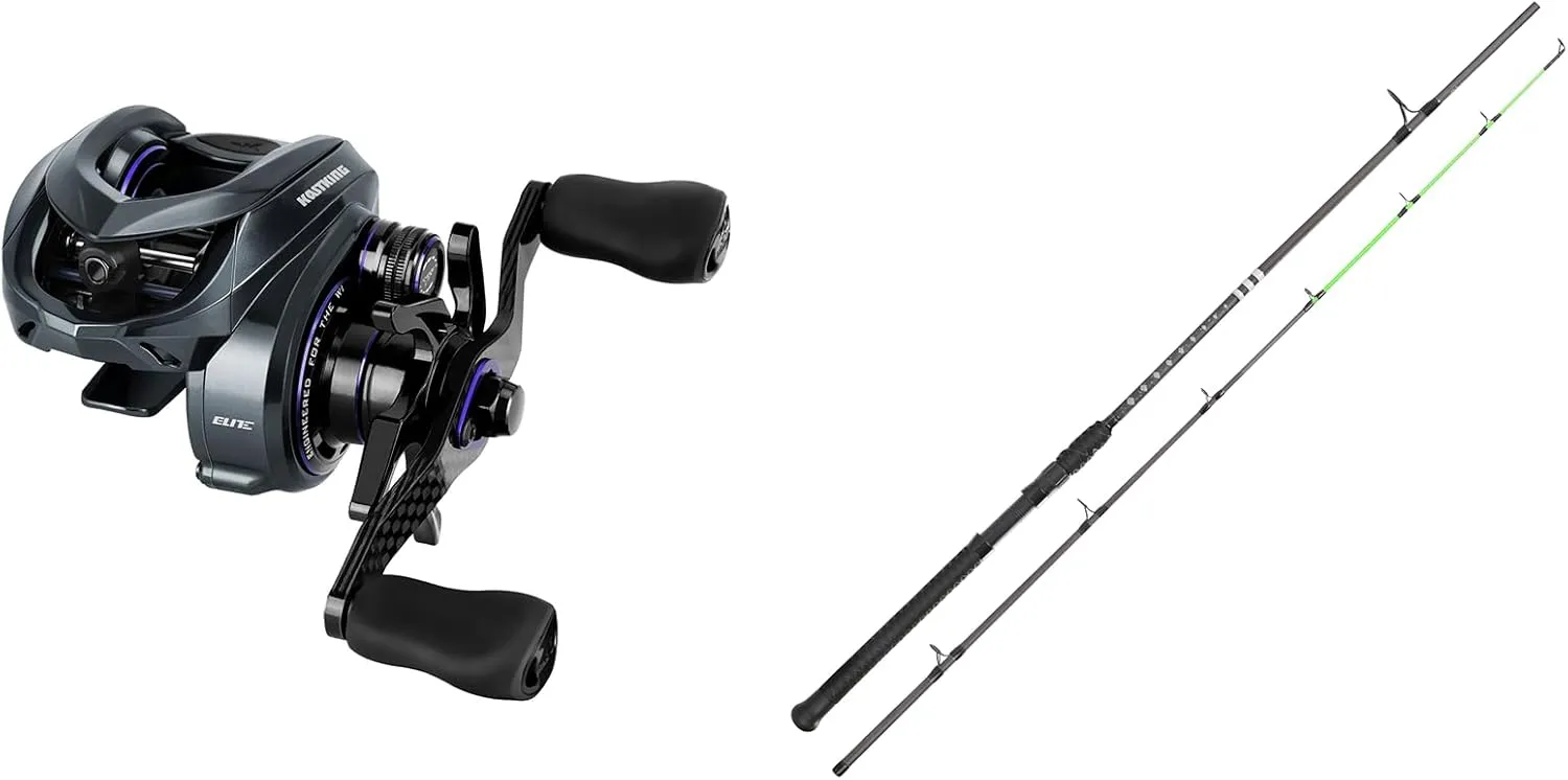 KastKing Mg12 Elite Baitcasting Fishing Reel, Only 4.8 oz, Magnesium Frame, Left Handed, KastKing Kong Saltwater & Freshwater Fishing Rod, Powerful, Lightweight S-Curve Graphite Rod Blanks